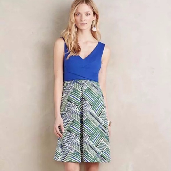 HD in Paris Anthropologie Ardmore Blue Green Dress - Picture 1 of 4